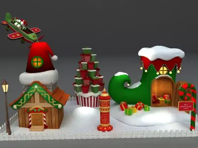 merry Christmas 3d decoration and installation design   3D model