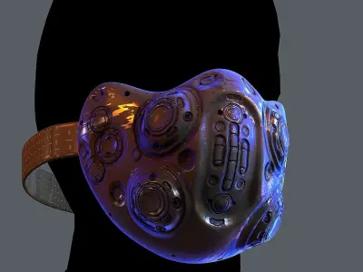 Gas mask helmet 3d model scifi Low-poly Low-poly 3D model 3