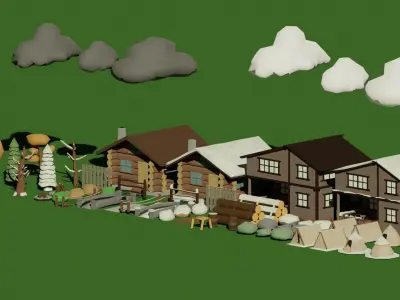 Low poly nature pack Low-poly 3D model