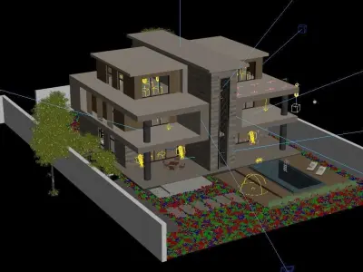 Modern villa - exterior and interior 3D model