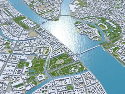 Saint Petersburg Downtown Russia Low-poly 3D model