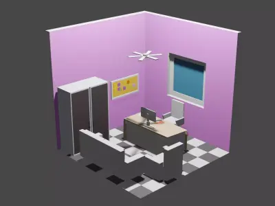 Office Room Free low-poly 3D model