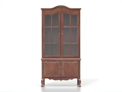 Antique Wooden Display Cabinet 02 Low-poly 3D model