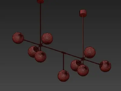 Peggy pendant light with three balls hanging from it 3D model