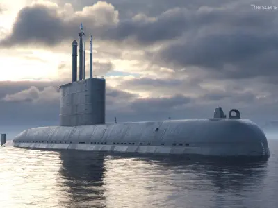  Jang Bogo-Class Military Submarine Vessel Rigged 