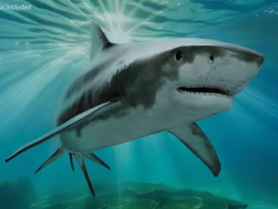  Tiger Shark Swim Idle Animated Rigged For Maya 