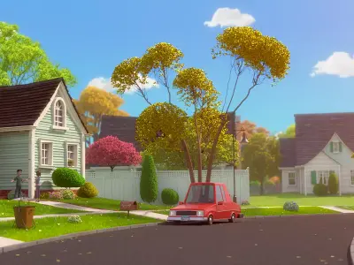 Cartoon Village Town Home City 3D model