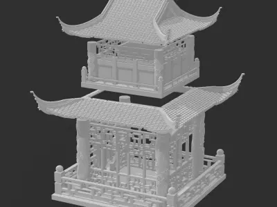 China Two Storey Dragon Palvilion 3D print model