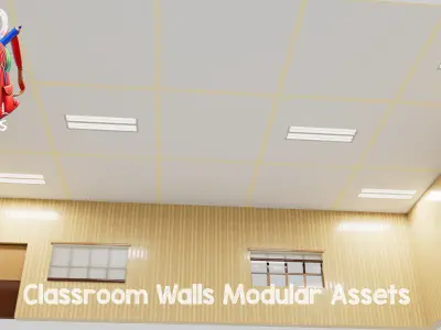 Classroom Walls Modular Assets -100 Assets-School Series Low-poly 3D model