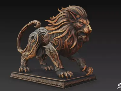 Lion Statue V35 Low-poly 3D model