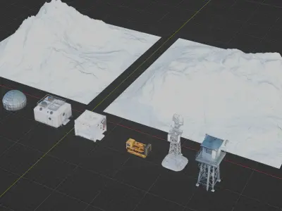 Arctic Research Outpost Kit  7 Game-Ready Assets FBX GLB BLEND Low-poly 3D model