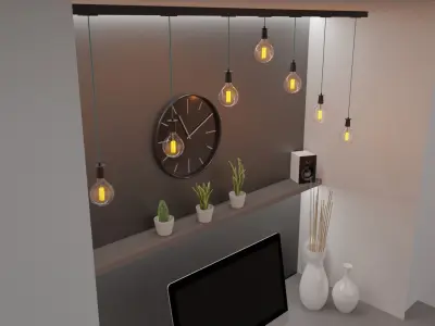 Vintage light bulbs with holder  3D model