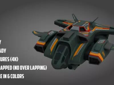 Sci-Fi Fighter Jet - Game Ready - PBR Low-poly 3D model
