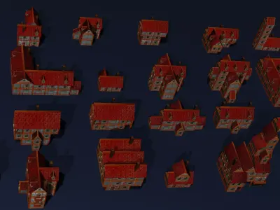 Modular House Low-poly 3D model