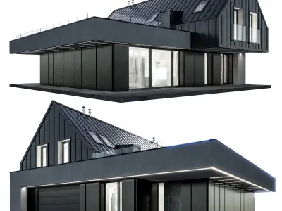 Modern house 10 at night 3D model