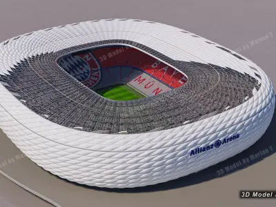 Allianz Arena Stadium - Munich Germany Low-poly 3D model