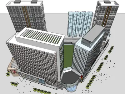 Highrise hotel building sketchup model 3D model