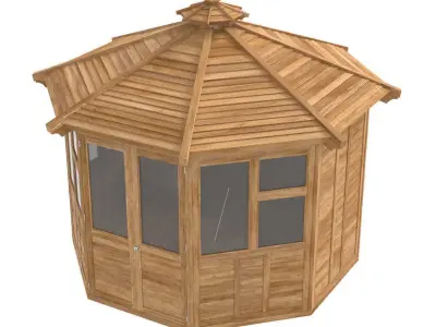 Octagonal Sunroom Gazebo Forever Redwood  3D model