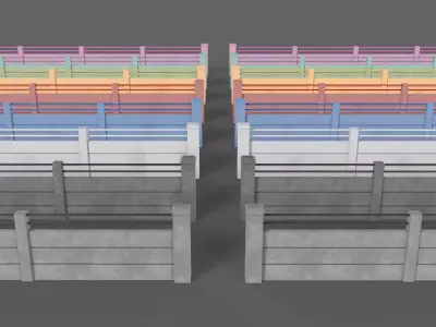 PBR Concrete Wall 4 Low-poly 3D model