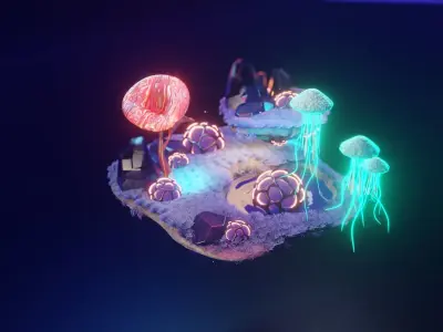 Cartoon Alien Forest 3D model