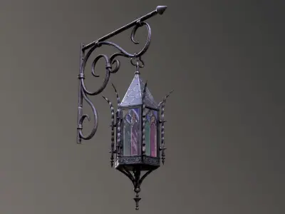 Gothic Street Lantern Low-poly 3D model