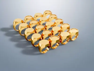 Octagonal Signet Ring Set 3D print model