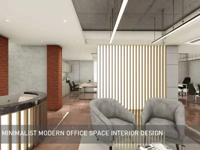 Minimalist modern office space Interior Design 3D model