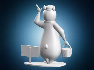 Yogi Bear with Picnic Basket Miniature 3D print model