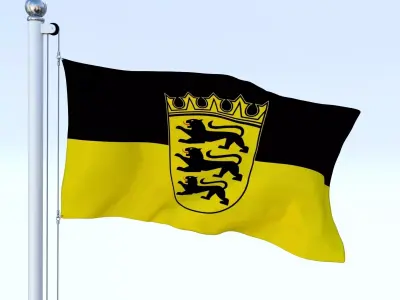 Animated Baden-Wurttemberg German State Flag Low-poly 3D model