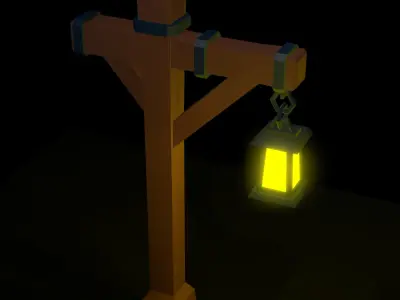 Cartoon Street Lamp Post Low-poly 3D model