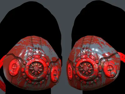 Gas mask helmet 3d model scifi Low-poly  Low-poly 3D model