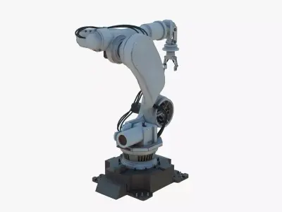 Industrial Robot Arm White Rust Low-poly 3D model