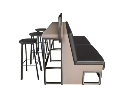 Modern Restaurant Booth  Bar Seating 3D model