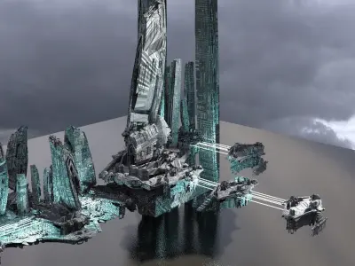 Halo Forerunner Inspired Alien Mega Structures 3D model