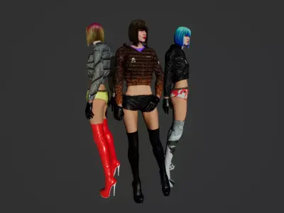 cyberpunk gina Low-poly 3D model
