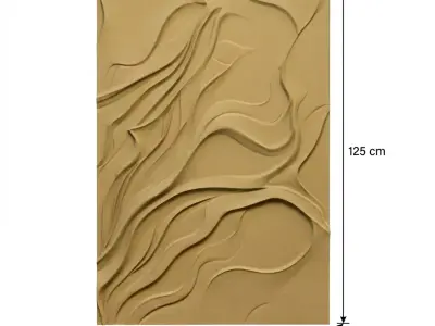 Modern wavey Relief Panel Wall Decor Set STL Mural CNC 352 3D model