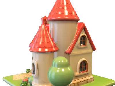 Fantasy Cartoon Castle  Stylized 3D model