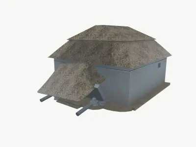 Damage Old Village House Low-poly 3D model