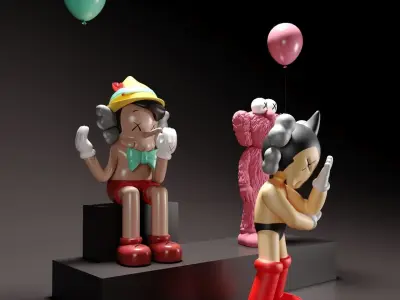 KAWS TOYS  Astroboy  Pinocchio  BFF 3D model