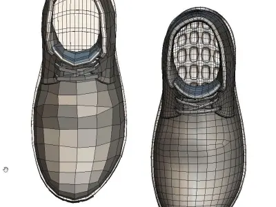 Cartoon High Poly Subdivision Grey Boots Low-poly 3D model