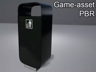 Modern Trashcan Low-poly 3D model