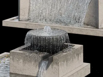Waterfall fountains cascade 06 3D model
