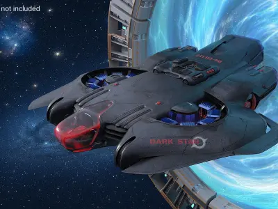  Warp Gate Assault Shuttle Black Animated Rigged 