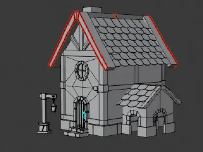 Stylized Medieval Cottage - house - landscape Low-poly 3D model