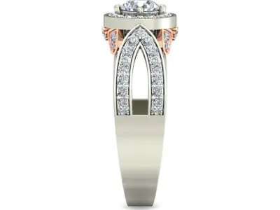 Light Weight White Gold Diamond Ring  -VJR42 3D print model