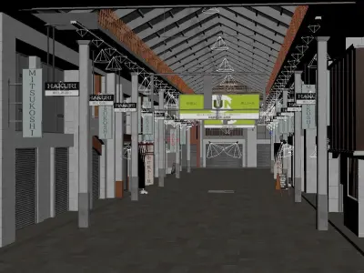 Japanese Shopping Street - Shoutengai Low-poly 3D model