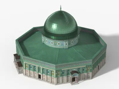  Religious Dome Building with Mosaic Walls Light Green 