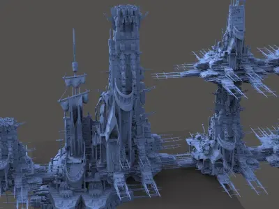 Tribal City Island beach Towers 3D model