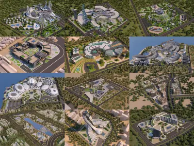 36 Architecture 3D Projects - 2D Drawings - Bundle 3D Model Pack