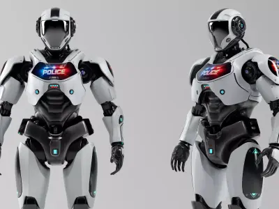 Police Sci-Fi Robot Rigged Low-poly 3D model